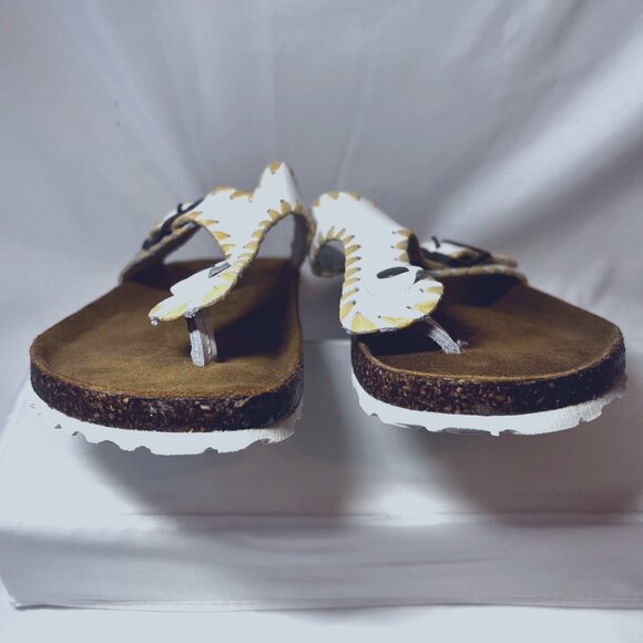 Bio Gold Made in Italy-Women's Leather Sock Slip on Toe Sandals-Cork Sole-Size 9 - Picture 13 of 15